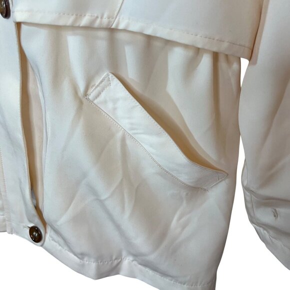 London Fog Womens Buttery Cream Lightweight Button Zipper Jacket Adjustable - L - Picture 13 of 16